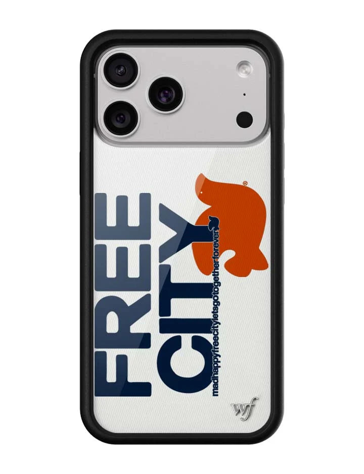 THE MADHAPPY & FREECITY TOGETHERFOREVER / WHITE & NAVY iPhone Case