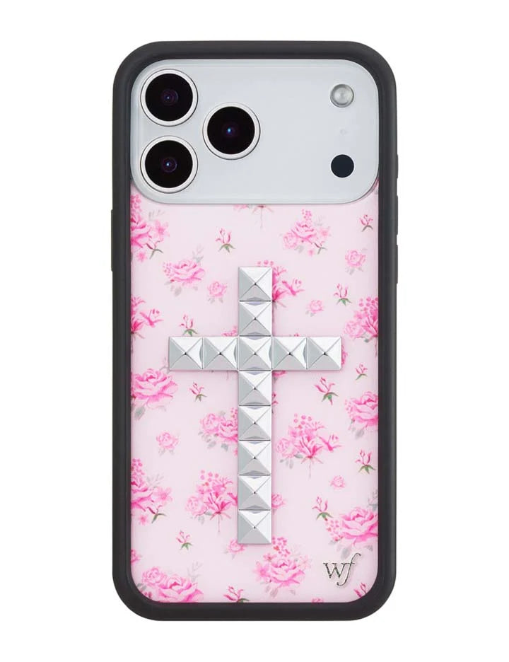 Stud Cross Forget Me Not Floral | Pink iPhone Case